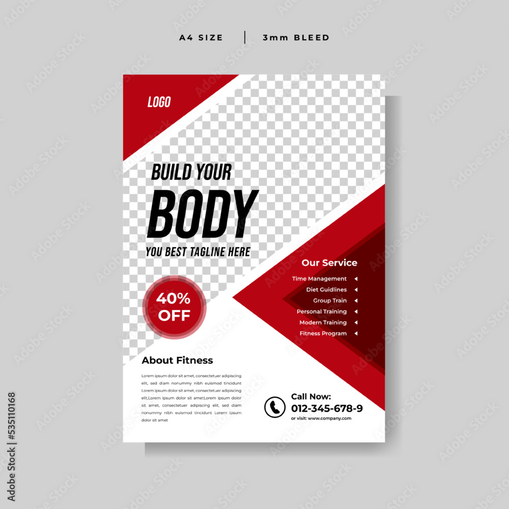 Modern Gym Fitness Flyer Vector template