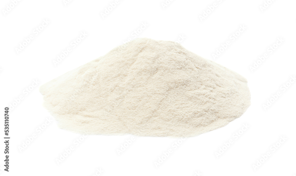 Pile of agar-agar powder isolated on white