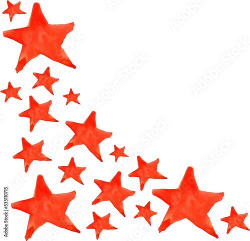Watercolor five pointed star symbol frame template background isolated art