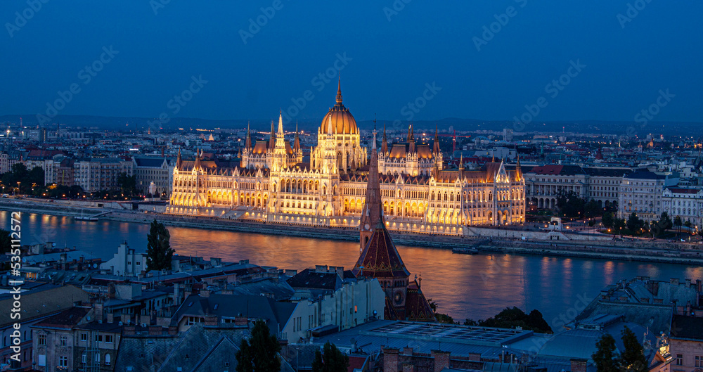 Parliament of budapest at night in hungria

