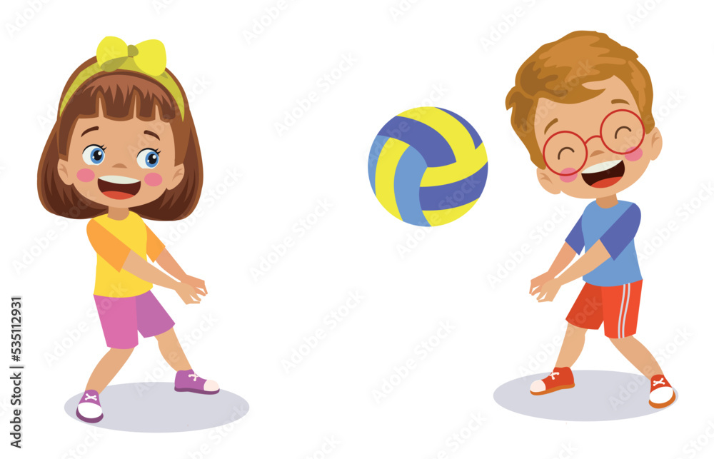 cute boys and girls playing volleyball cute boys and girls playing volleyball