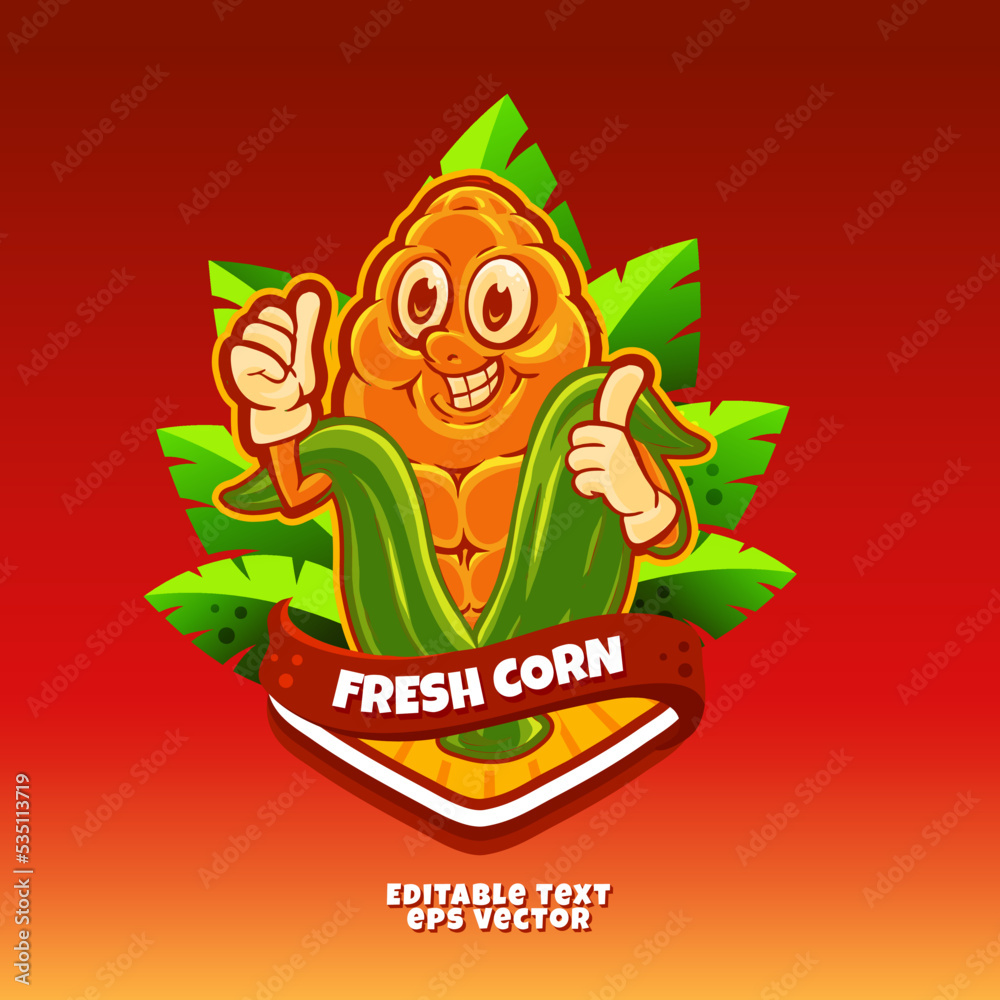 fresh corn mascot logo cartoon character