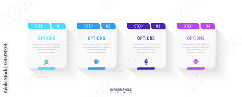 Vector Infographic label design template with icons and 4 options or steps. Can be used for process diagram, presentations, workflow layout, banner, flow chart, info graph.