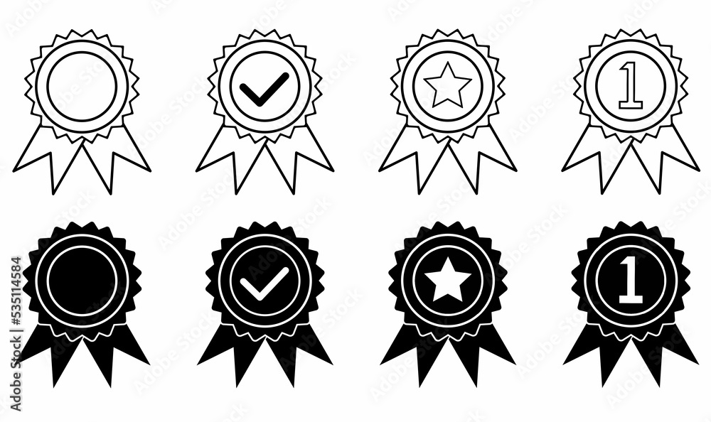 outline silhouette Award icon set design isolated on white background outline silhouette Award icon set design isolated on white background