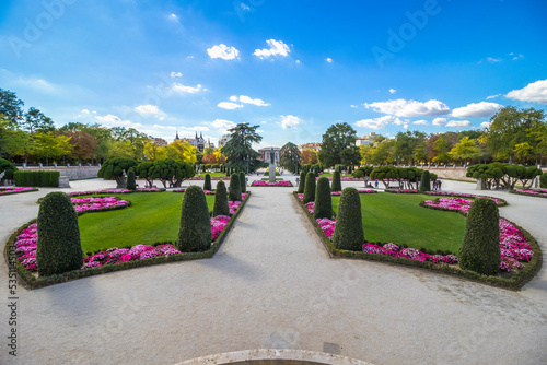 Gardens in the Parque del Buen Retiro (The Buen Retiro Park), Madrid, Spain. photo