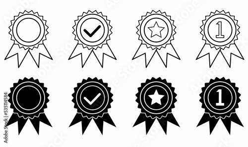 outline silhouette Award icon set design isolated on white background