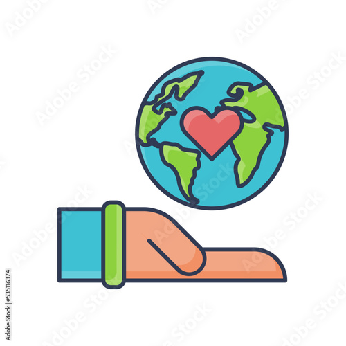 Hand Hold Globe World Humanitarian Day Icon Flat Design