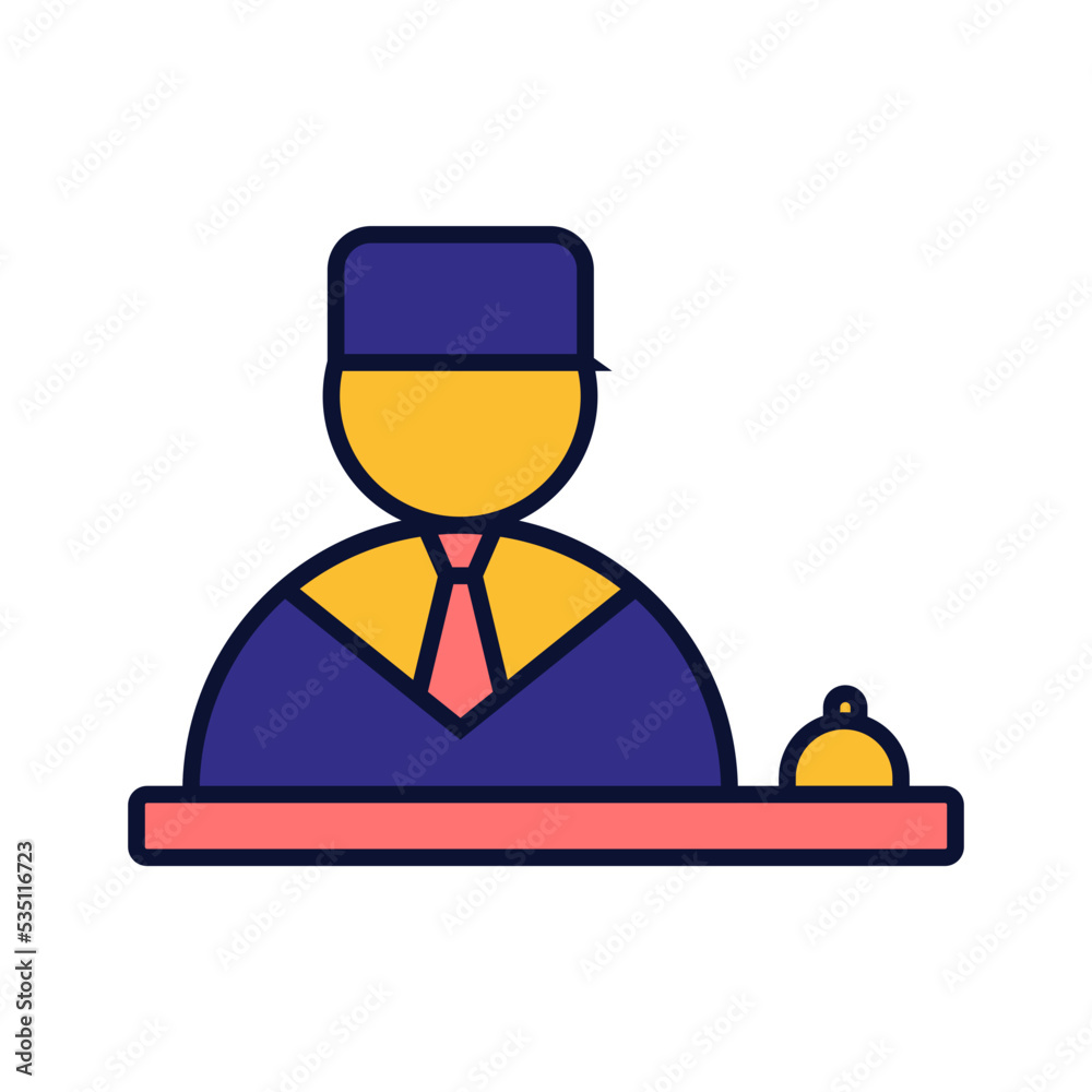 Receptionist Element Icon Illustration. Hotel and Travel Icon Set. Hotel and Travel Icon Set for Web Apps, Apartment, Rent, Travel, Isolated Vector