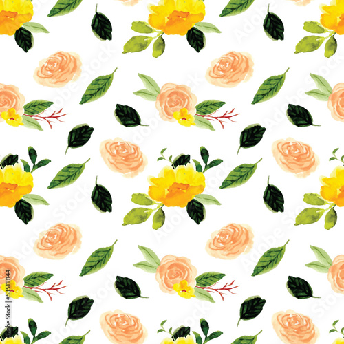 Fototapeta Naklejka Na Ścianę i Meble -  summer floral seamless pattern watercolor