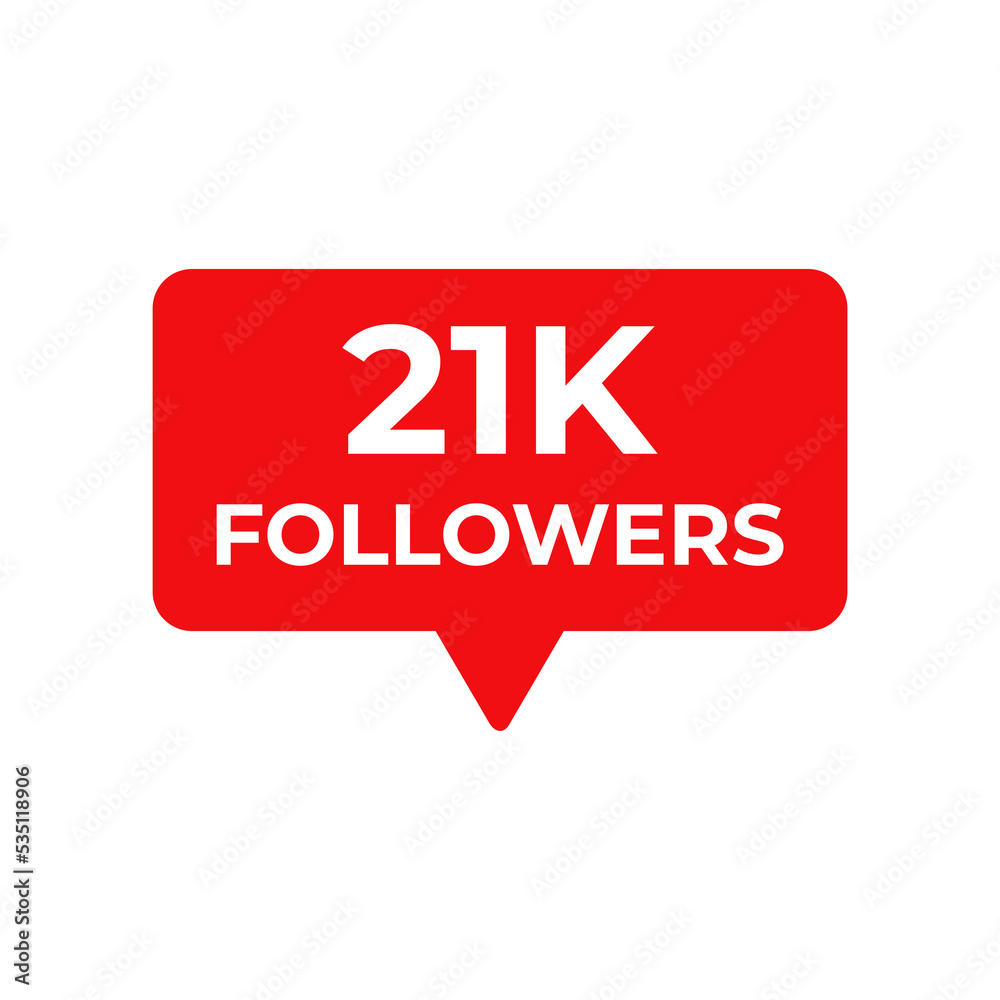 21k followers red vector, icon, stamp,logo,illustration 21k followers red vector, icon, stamp,logo,illustration