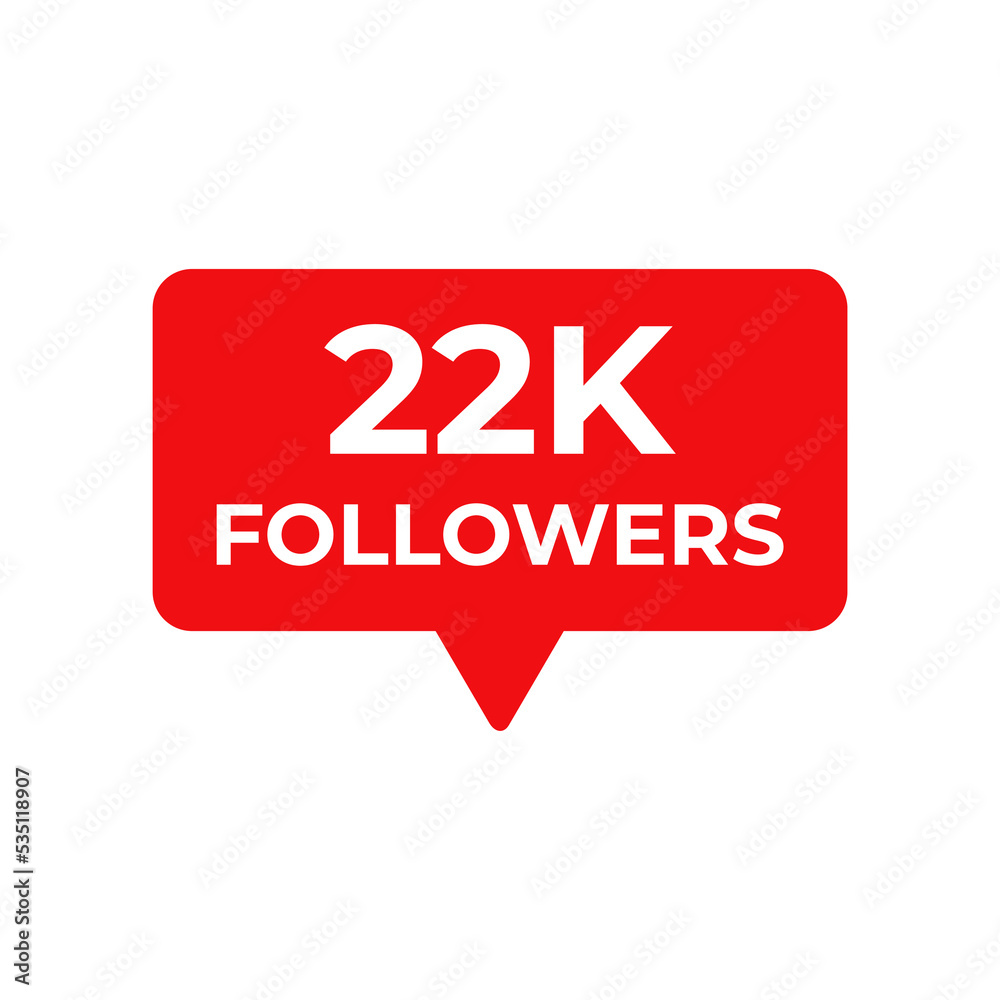 22k followers red vector, icon, stamp,logo,illustration 22k followers red vector, icon, stamp,logo,illustration