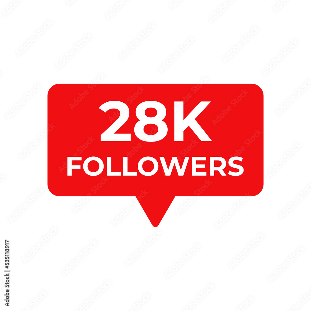 28k followers red vector, icon, stamp,logo,illustration 28k followers red vector, icon, stamp,logo,illustration