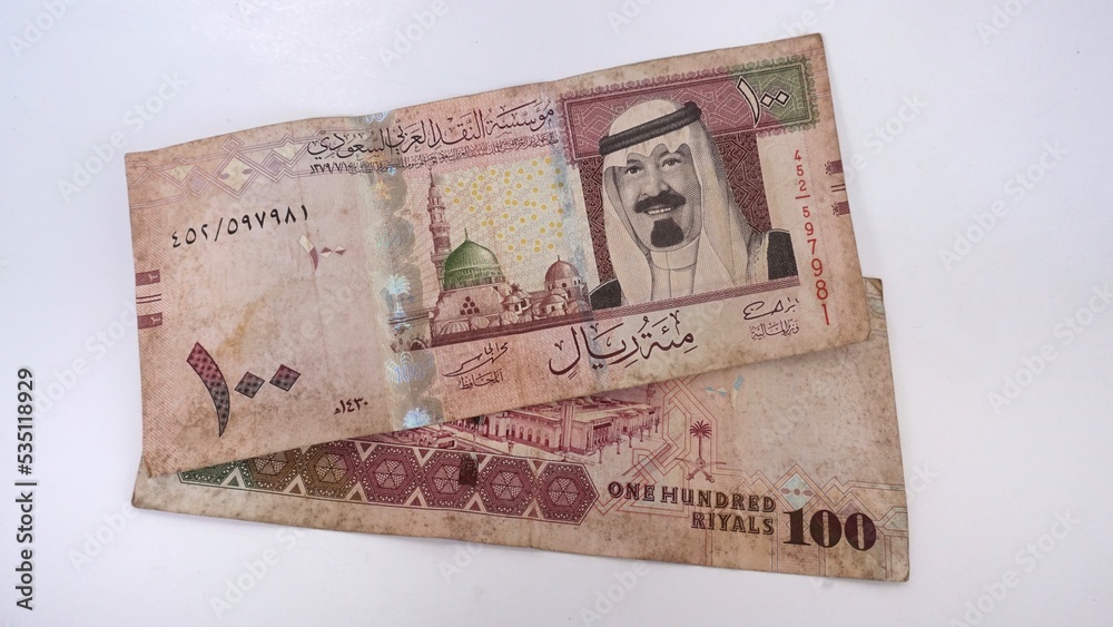 Foto de Saudi Arabia 100 riyals banknote, The Saudi riyal is the currency of Saudi Arabia, Saudi