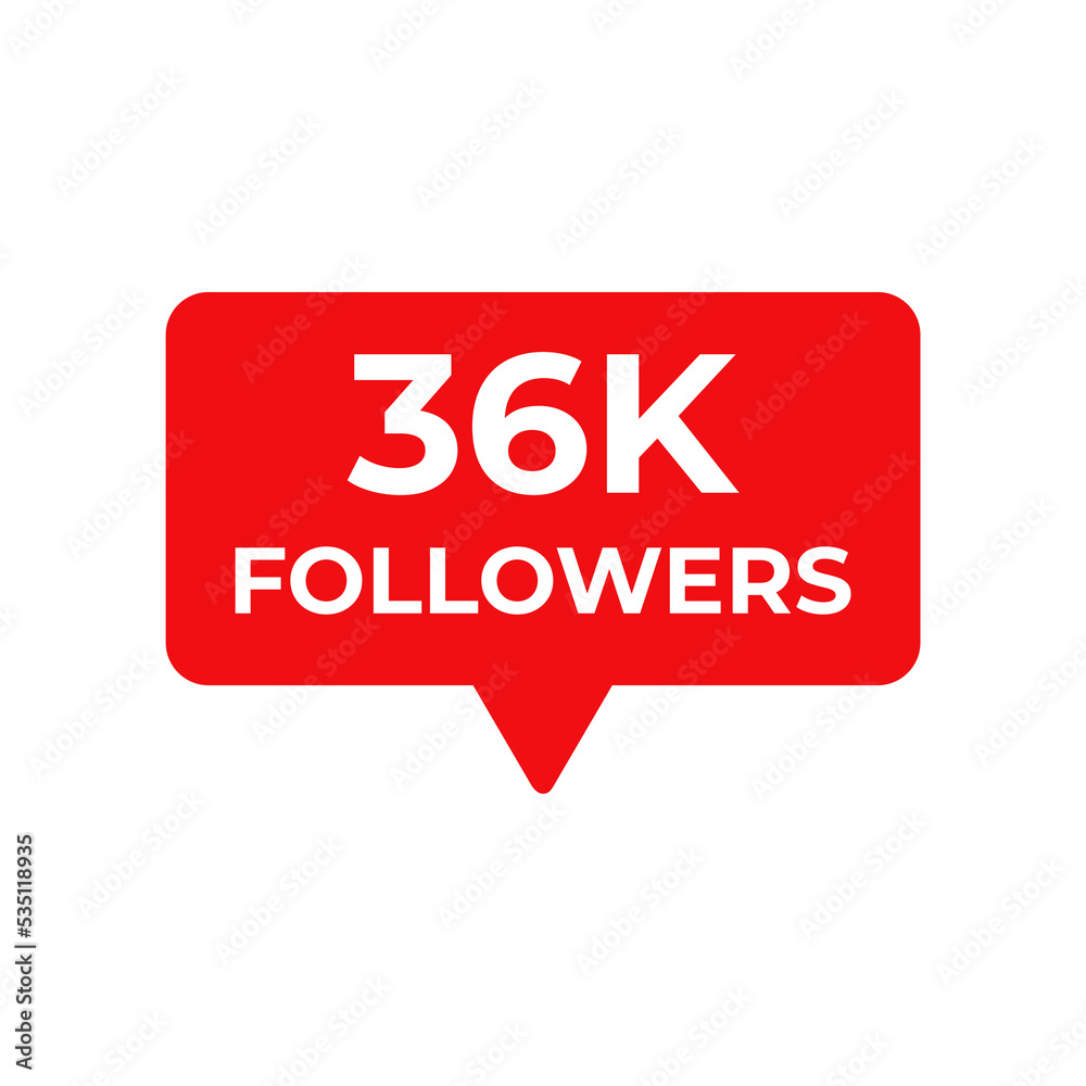 36k followers red vector, icon, stamp,logo,illustration 36k followers red vector, icon, stamp,logo,illustration