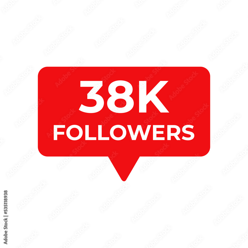 38k followers red vector, icon, stamp,logo,illustration 38k followers red vector, icon, stamp,logo,illustration
