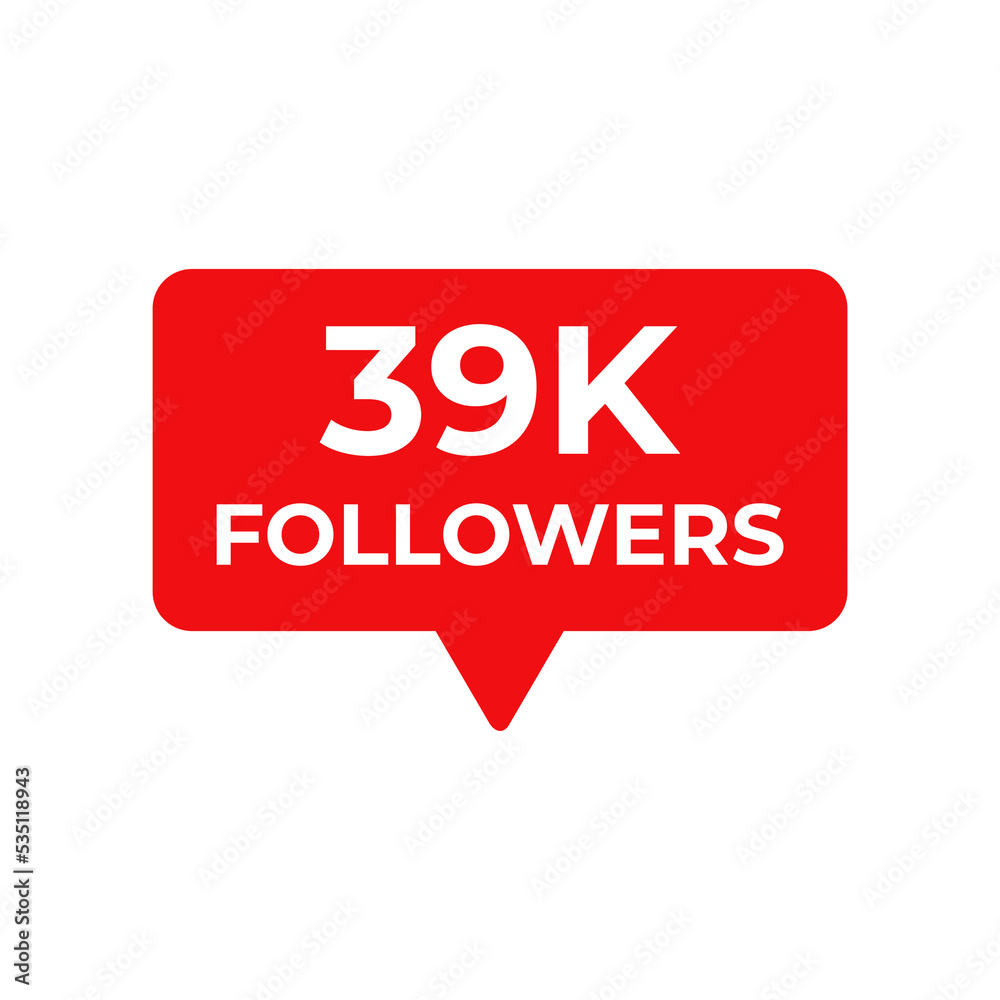 39k followers red vector, icon, stamp,logo,illustration 39k followers red vector, icon, stamp,logo,illustration