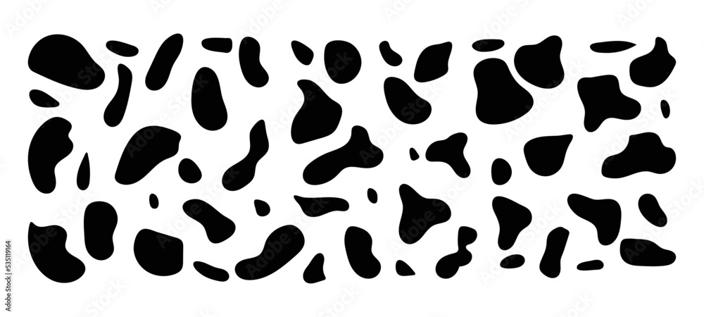 Abstract liquid shapes set. Organic blobs, liquid elements. Irregular oval blob. Futuristic shape ink blots. Modern graphic element. Random blotches, aqua spot for your design. Vector illustration.