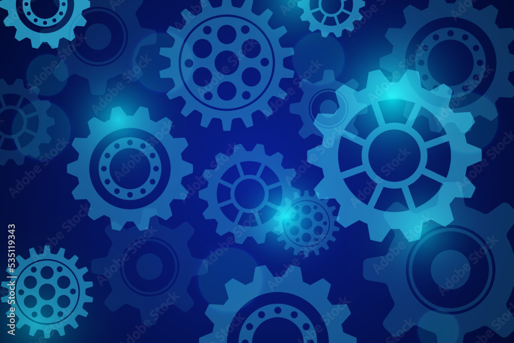 Abstract blue background with gears