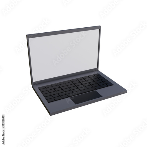 3d render illustration laptop
