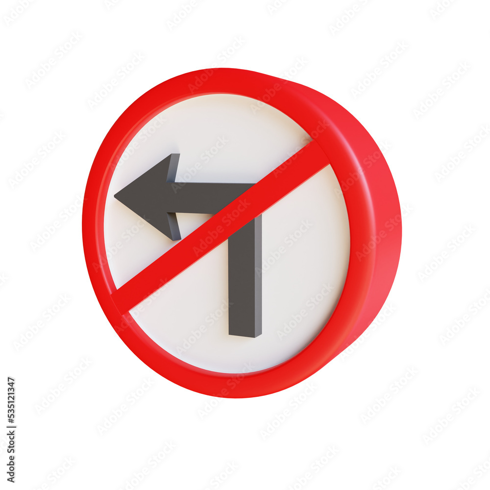 3d render illustration no turning left 3d render illustration no turning left