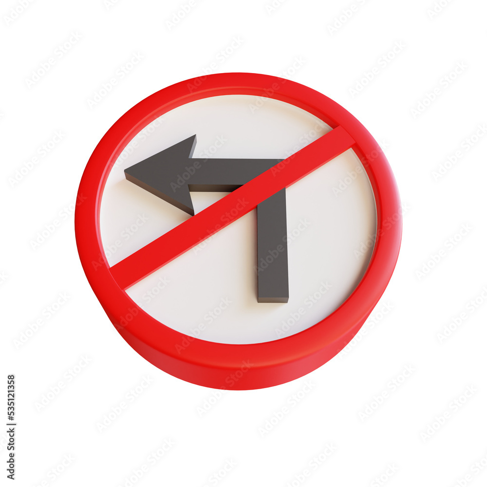 3d render illustration no turning left 3d render illustration no turning left