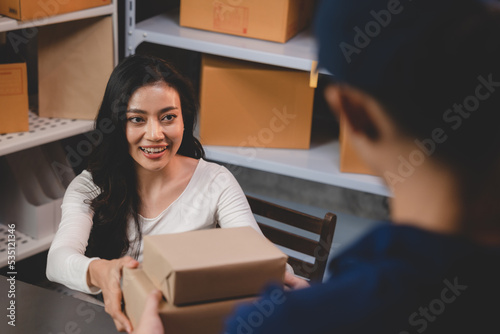Packing goods for delivery ...