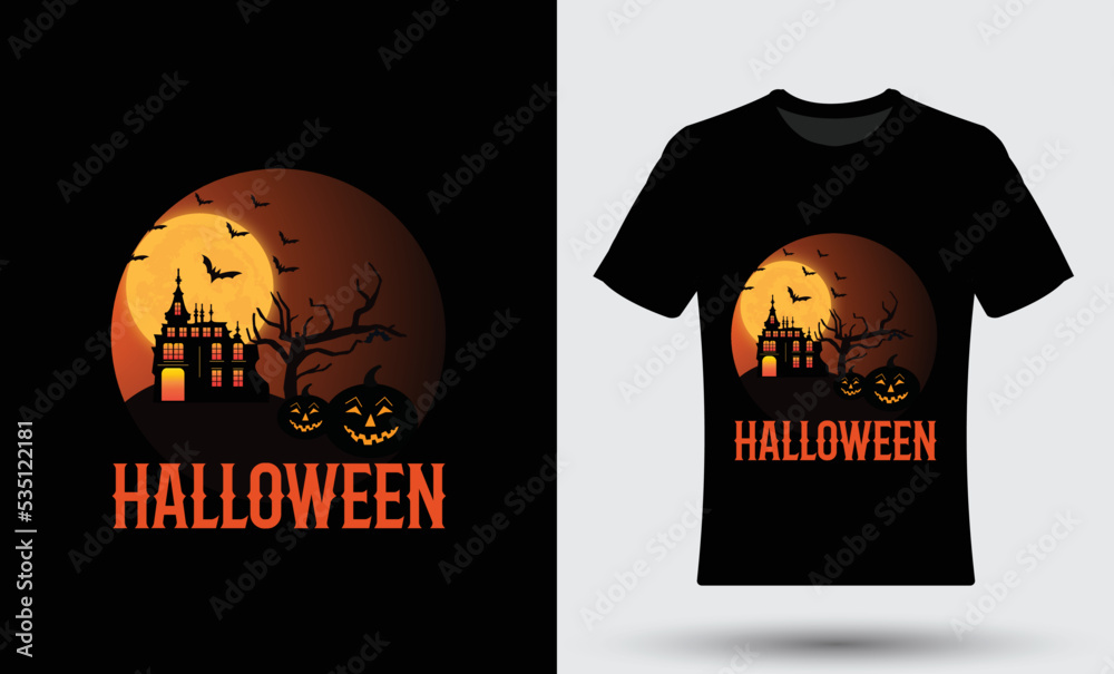 Modern trendy happy halloween t-shirt design template.