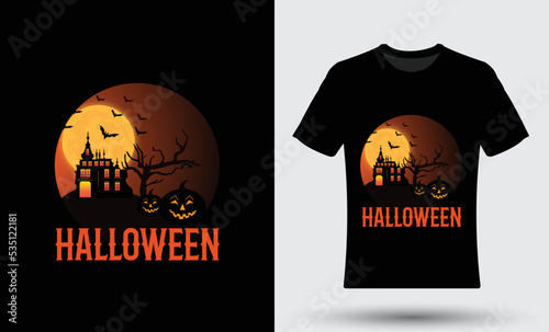 Modern trendy happy halloween t-shirt design template.