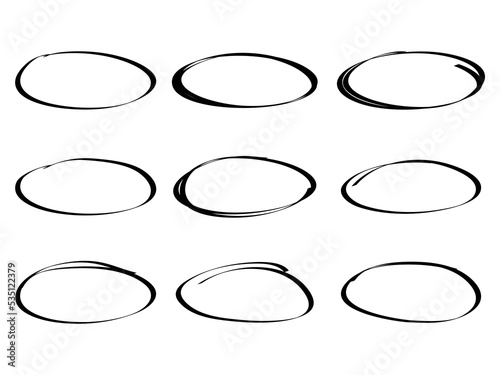 Hand drawn scribble circles icon in flat style. Round doodle loops on white background, vector design elements.