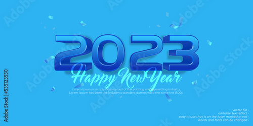 Editable text 2023 happy new year celebration on blue theme