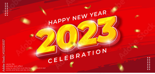 Happy new year 2023 text fully editable 3d text effect