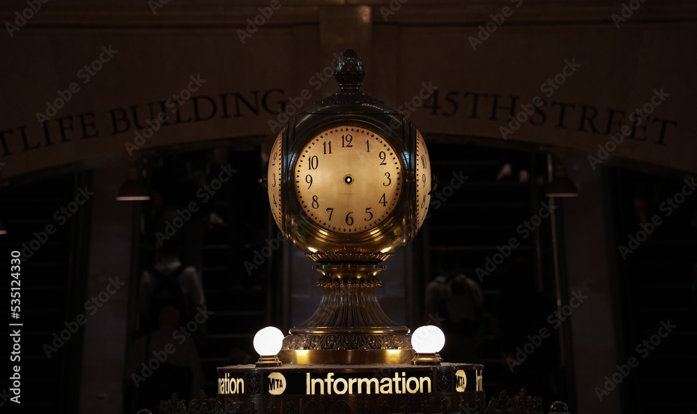 The most famous clock in New York. Landmark clock over the information