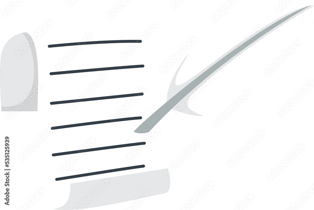 Naklejka premium Writing on a scroll with a feather quill pen or history line art