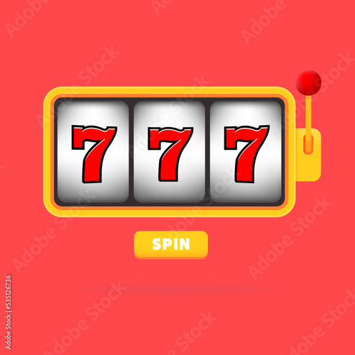 Lucky seven 777 slot machine. Casino game. Gambling fortune chance. photo