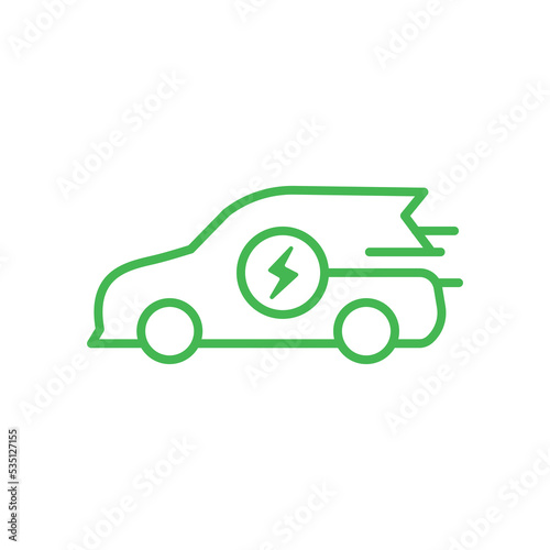 Electric vehicle car icon. EV car eco friendly vehicle symbol. vector