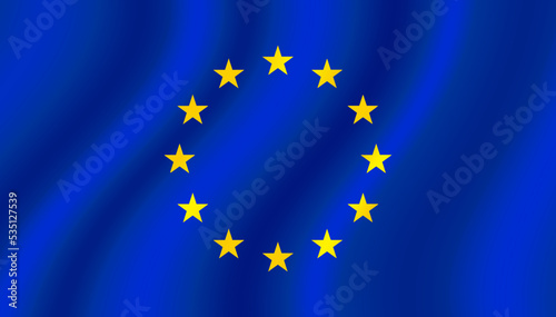 Wavy flag of European Union. vector