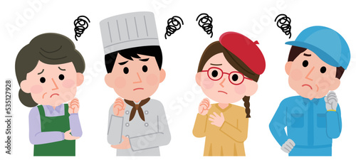 悩む個人事業主2　フリーランス　複数　イラスト　