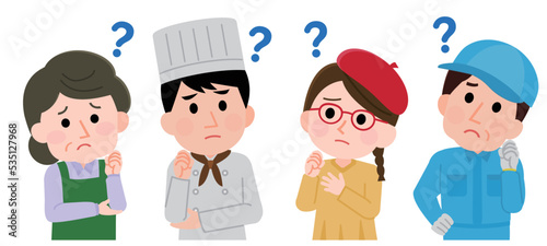 疑問がある個人事業主　フリーランス　複数　イラスト