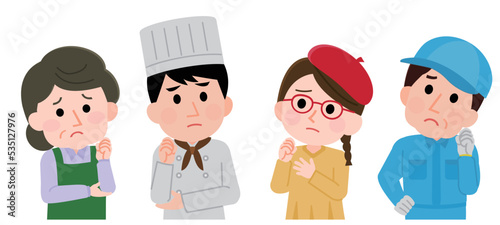 悩む個人事業主1　フリーランス　複数　イラスト　