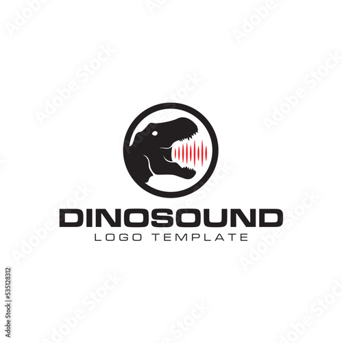 Roaring Tyrannosaurus T Rex with Sound Spectrum Voice for Voice Audio Record Player or Music Studio Recording Logo design