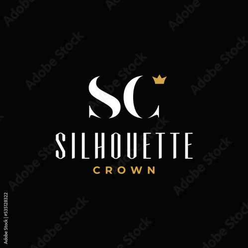 Classic Elegant Initial Letter S C with King Queen Crown for Premium Company Brand Logo design
