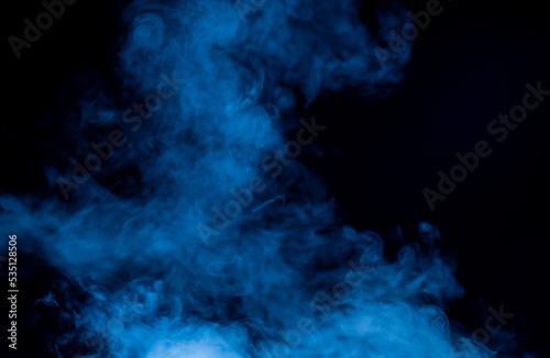 blue smoke with black background, cloud
