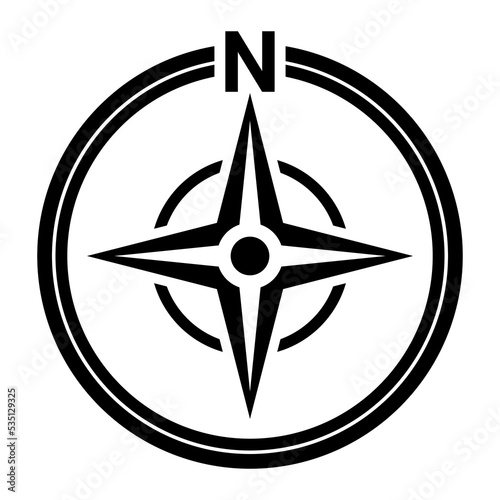 Black north symbol on white background.