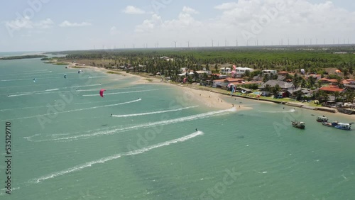 4k Ilha do Guajiru, Brazil. Popular kite surf spot in North-Eastern Brazil. 