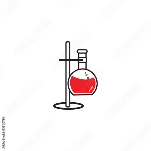 illustration vector graphic of volumetric flask on burette isolated one white background, perfect for chemical test collection or science education, etc.