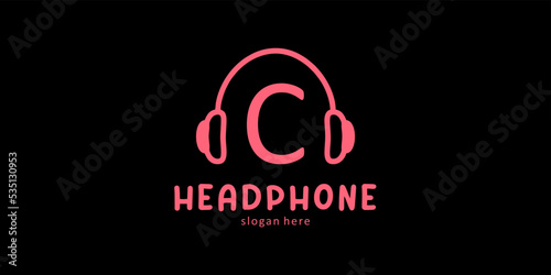 Headphone Logo Design with Letter C