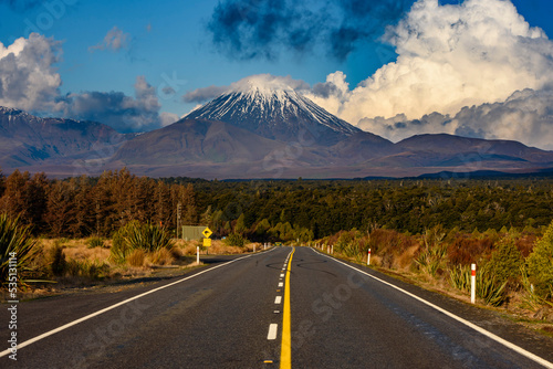 Road leading to Mt. Ngauruhoe in Tongariro National Park, New Zealand photo