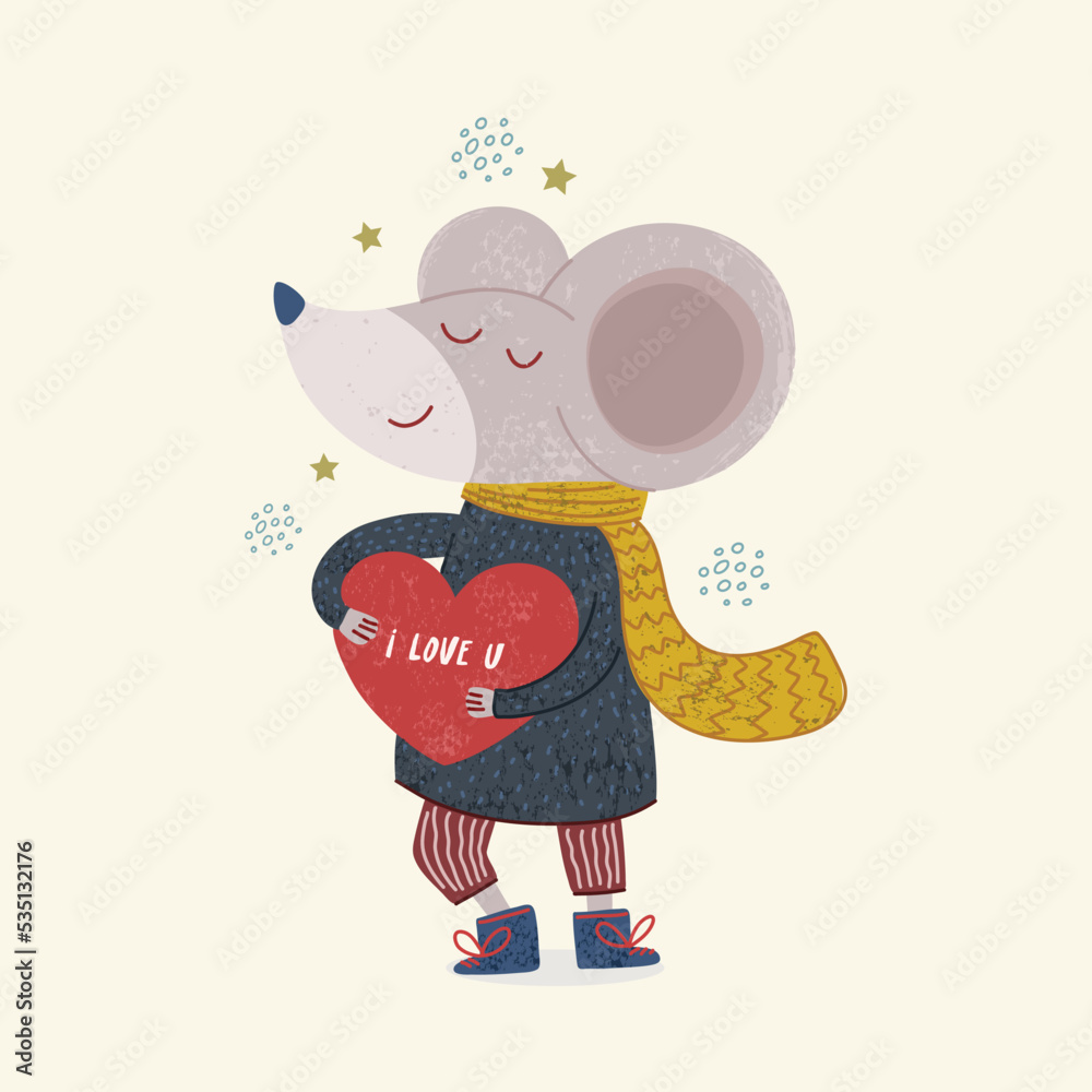 Fototapeta premium Vector illustration of a cute mouse. illustration for children's book.