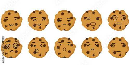 set of cookies character isolated on white background