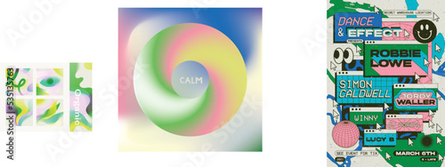 Yellow swirls gradient backgrounds vector set. Green, black, pink, yellow gradients. Fun gradient color abstract background for app, web design, webpages, banners, greeting cards etc with text calm